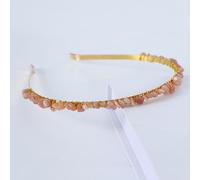 Single Row Crystal Headband, Metal Headbands, Hair Bands, Hair Accessories with Natural Stones, Headband, Gemstone Hair Accessories, Headpiece for Women, Girls, Dark Pink