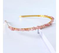 Single Row Crystal Headband, Metal Headbands, Hair Bands, Hair Accessories with Natural Stones, Headband, Gemstone Hair Accessories, Headpiece for Women, Girls, Pink C