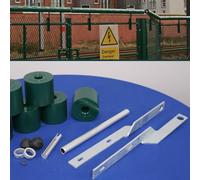 Single Row Roller Barrier Anti Climb, (2m Kit, Straight Twist Bracket, Green Cups RAL6005)