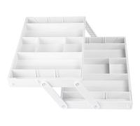 (Single row two floors, White) Makeup Organizer Tray | Foldable Storage Tray 2/3 Tier | Drawer Organizer, Foldable Storage Tray, Expandable Desk Organizer Trays for Kitchen Gadgets