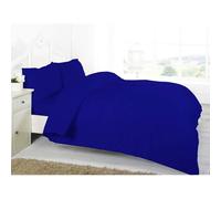 (Single, Royal Blue) Luxury Duvet Cover Plain 100% Egyptian Cotton Set