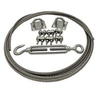 Single Run Stainless Steel Catenary Kit 2 - 30 Metre ( Wire Rope - Rope Grips - Turnbuckle - Square Eye Plates )