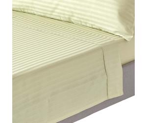 (Single, Sage Green) Egyptian Cotton Flat Sheet Single 330 Thread Count Satin Stripe