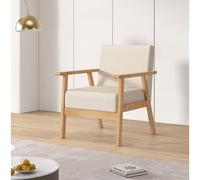 (Single seater, Beige) 1/2/3 Seater Fabric Upholstered Padded sofa