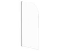 Single Section Rounded Corner Bath Shower Screen | Polished Chrome | Glass/Aluminium | 770mm