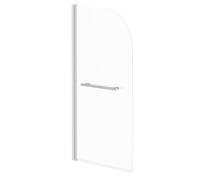 Single Section Rounded Corner Bath Shower Screen with Towel Rail | Polished Chrome | Glass/Aluminium | 770mm