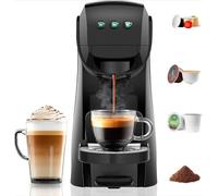 Single Serve Coffee Maker for K Cup, Espresso Machine for Nespresso & Dolce Gusto Pods, Ground Coffee, Cappuccino & Latte Maker, 20 Bar Espresso Machine