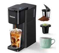 Single Serve Hot and Iced Coffee Maker, Single Cup Coffee Maker for K Cup and Ground, Beer Sizes 6-14 oz with Recipe Book, for Home, Travel, RV, Office and Dorm,