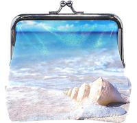 Single Shell On The Beach Pouch Small Wallet - Kiss-Lock Change Coin Purse Wallets for Women Girl