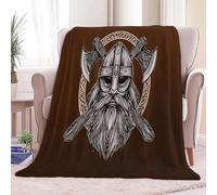 Single Sherpa Fleece Blanket Viking Portrait Brown, Non-Shedding, All-season blanket, Cozy Throw for Couch Sofa or Bed - Ideal for Adults Kids Room Décor Gift