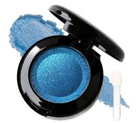 Single Shimmer Blue Eyeshadow Pressed Powder - Waterproof Longwearing Blendable EyeShadow with Built-in Mirror & Applicator, Smooth Cream-to-Powder Texture, High Pigment Pearl Finish (9#Sapphire Blue)