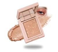 Single Shimmer Eyeshadow And Highlighter, 01 Peach Pink Beige, 1 Compact | Silky Pressed Powder, Buildable And Blendable, Water And Sweat Resistant, For Daytime, Evening, Brow Bone And Inner Corners