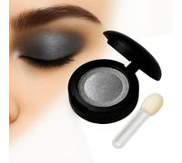 Single Shimmer Eyeshadow Palette Dusty Gray Metallic Shade Pressed Powder with Mini Mirror and Brush-Waterproof Long Lasting High Pigment Eye Makeup for Daytime Night Out Travel Use Women