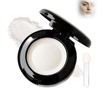 Single Shimmer Eyeshadow Pressed Powder - Waterproof, Longwearing Blendable Eye Shadow with Built-in Mirror & Applicator, Smooth Cream-to-Powder Texture (1#Snow White)