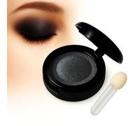 Single Shimmer Eyeshadow Smoky Black Shade with Brush and Mirror - Intense Pigment Pressed Powder with Long Lasting Waterproof Formula - Portable Compact Case for Glam Smokey Eye Makeup Looks