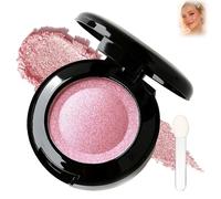 Single Shimmer Pink Eyeshadow Pressed Powder - Waterproof Longwearing Blendable Eye Shadow with Built-in Mirror & Applicator, Smooth Cream-to-Powder Texture, High Pigment Pearl Finish(7#Pink Pearl)