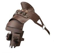 Single Shoulder Armor Vials Coin Pouch Retro Medieval Knight Pauldron Renaissance Cosplay Viking Costume, Dark Brown b, One Size, Renaissance