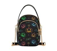 Single Shoulder Handbags Neon Colorful Pumpkin Black Quilted Phone Handbag Small Chain Purse Cute Ladies Tote Crossbody Satchel, 5.9" × 8.3" × 3.1"