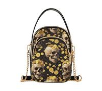 Single Shoulder Handbags Quilted Chain Strap Cell Phone Handbag Pastel Zipper Bowler Tote Ladies Satchel Human Skulls Gold Coins Black