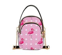 Single Shoulder Purse Women Quilted Chain Strap Cell Phone Purse Funny Ladies Tote Crossbody Satchel Pink Flamingos Polka