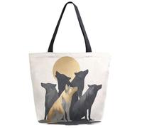 Single Shoulder Shopping Bag Design Group Of Wolves Moon Handbag Women Tote Beach Bags Reusable Totes For Beach Picnic Work