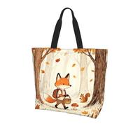 Single Shoulder Shopping Bag Fall Fox Forests Basket Tote Bag For Work | Shoulder Handbag Reusable Tote Beach Bags For Work Picnic Travel