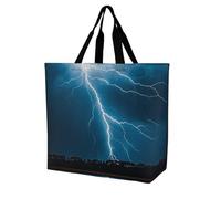 Single Shoulder Shopping Bag Light-Ning Strikes, Thunderstorms Tote Beach Bags Reusable Totes Durable Tote Bag For Best Friend Travel Picnic