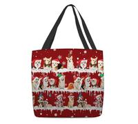 Single Shoulder Shopping Bag Pembroke Welsh Corgis Merry Christmas Shopping Bags Shoulder Tote Beach Bags Durable Totes For Picnic Best Friend Work