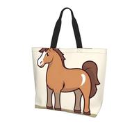 Single Shoulder Shopping Bag Simple Horse Cartoon Tote Bag | Lightweight Handbag Durable Tote Beach Bags For Picnic Travel Best Friend