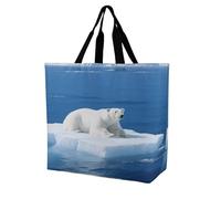 Single Shoulder Shopping Bag White Bear On Ice Tote Bag Lightweight Totes Shoulder Shopping Bags For Picnic Work Travel