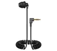 Single Side Earphone - 3.5mm Spring Wire Headphones Flexible Cable Noise Isolating Voice Music Games Listening Portable Wired Earphone Lightweight Black Communication Audio Device