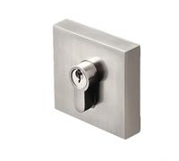 Single Side Key Lock Invisible Door Lock for Sliding Doors Indoor Use, Zinc Alloy Material Construction (Square Silver)