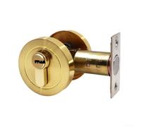 Single sided invisible door lock with concealed lock mechanism, zinc alloy build, operated by external key and internal rotary button, suitable for indoor doors (gold)