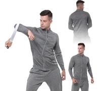 Single-Sided Knitted Zipper Jacket - Wear-Resistant/Cut-Resistant, Bite-Proof Tear-Proof Stab-Proof T-Shirt, Cut-Proof and Stab-Proof Vest, for Protect Personal Safety,Grey-XL