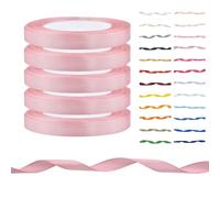 Single Sided Satin Ribbon for Gift Wrapping, Wedding Cakes, Hair Bows & Crafts Quality Polyester Ribbon for Halloween Christmas Decor & Florist Bouquets (Rose Pink, 10mm - 22m x 5 Rolls)