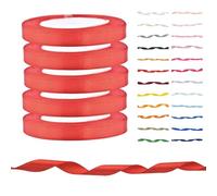 Single Sided Satin Ribbon for Gift Wrapping, Wedding Cakes, Hair Bows & Crafts Quality Polyester Ribbon for Halloween Christmas Decor & Florist Bouquets (Red, 10mm - 22m x 5 Rolls)