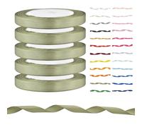 Single Sided Satin Ribbon for Gift Wrapping, Wedding Cakes, Hair Bows & Crafts Quality Polyester Ribbon for Halloween Christmas Decor & Florist Bouquets (Olive, 10mm - 22m x 5 Rolls)