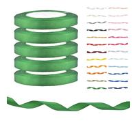 Single Sided Satin Ribbon for Gift Wrapping, Wedding Cakes, Hair Bows & Crafts Quality Polyester Ribbon for Halloween Christmas Decor & Florist Bouquets (Green, 10mm - 22m x 5 Rolls)