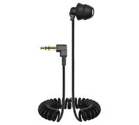 Single-Sided Spring Wire Earphone | 3.5mm Jack, Black, 35-80cm Stretch | Soft Earbud For Sleep Monitoring | Coiled Cord Headset For MP3, Receiver Clip