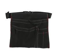 Single-sided tool belt bag with 6 compartments, utility belt bag, robust canvas construction, comfortable adjustable belt, tool apron bag for carpenters and builders (black)