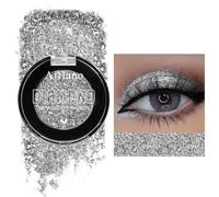 Single Silver Grey Glitter EyeShadow Palette, Metallic Intense Silver Gray Super Pigmented Eyeshadow Makeup, Shimmer Sparkle Eye Shadow for Women, Waterproof Long Lasting Vegan&Talc Free #11H