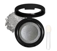 Single Silvery Grey Eyeshadow, Smoky Eye Pressed Powder Eyeshadows, Highly Pigmented Eye shadow Long-lasting Shimmering Silvery Eye Shadows With Mirror And Brush, Cool Eye Make up for Party