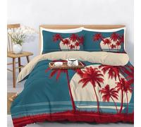 Single Size Duvet Cover Sets Burnt Orange - Retro Pop Landscape Bedding Sets Soft Microfiber,distressed palm tree Duvet Cover Sets with 2 Pillowcases for Single Bed 135*200cm,Lightweight Duvet Sets