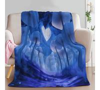 Single Size Flannel Throw Blanket, Fantasy Enchanting Mushroom Forest Cozy and Soft Plush Warm Blankets 59 × 79 inch - Dark Blue Fleece Blanket for Bedroom Living Rooms Couch Sofa Bed