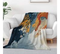 Single Size Flannel Throw Blanket, Traditional Chinese Tiger Cozy and Soft Plush Warm Blankets 59 × 80 inch - Dark Gray Fleece Blanket for Bedroom Living Rooms Couch Sofa Bed
