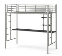 Single Size Loft Bed With Desk & Shelves