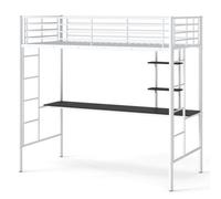 Single Size Loft Bed With Desk & Shelves
