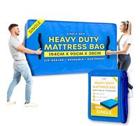 Single Size Mattress Bag for Moving - Reusable Waterproof Mattress Cover, Heavy Duty Mattress Bag for Storage and Protecting Beds from Stains, Dust, and Pests - (150gsm)