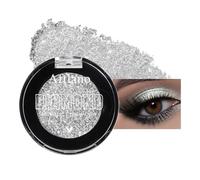 Single Sliver White Glitter Eyeshadow, Metallic Bright Silver Sparkly Eyeshadow, Highly Pigmented Blendable Waterproof Shimmer Eye Shadow for Daily, Dance, Festival Makeup, Vegan Talc Free #01H