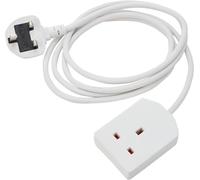 Single Socket Extension Lead 2 Meter 1 Way Mains Power 2m Cable 3 Pin Fused UK Plug Strip 13A Gang Extension Lead White Suitable For Outdoor Home